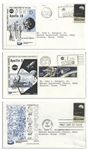 Apollo 8 Commemorative Stamp Set Issued to Jack Swigert -- In Swigert's Custom Folder & With Other Memorabilia Owned by Swigert Including His Signed Note to His Mom
